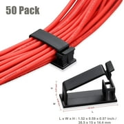 GOGHOST 50 Pack Self Adhesive Cable Management Clips,Cable Organizers Wire Clips Cord Holder for PC Laptop Ethernet Cable Desktop Home Office(1.78’’ x 0.75’’ x 0.28’’,Black)